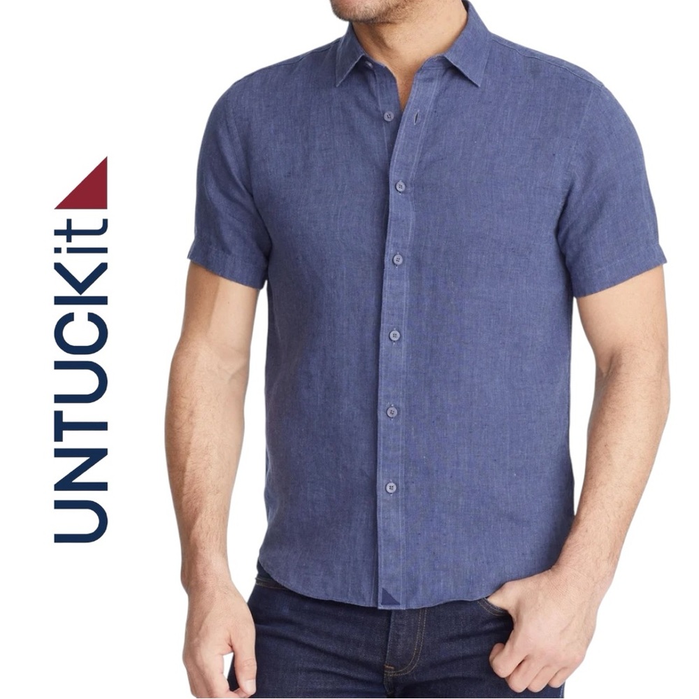 UNTUCKitMen’s Short Sleeve Araujo 100 Linen Button Down‎ Shirt - Size XL
